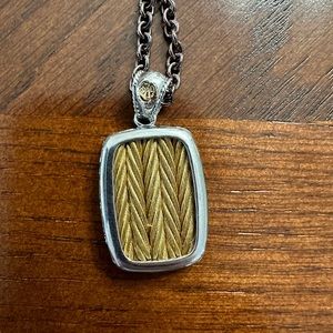 Charriol 750 18k Gold, bronze, and steel inlay pendant and necklace